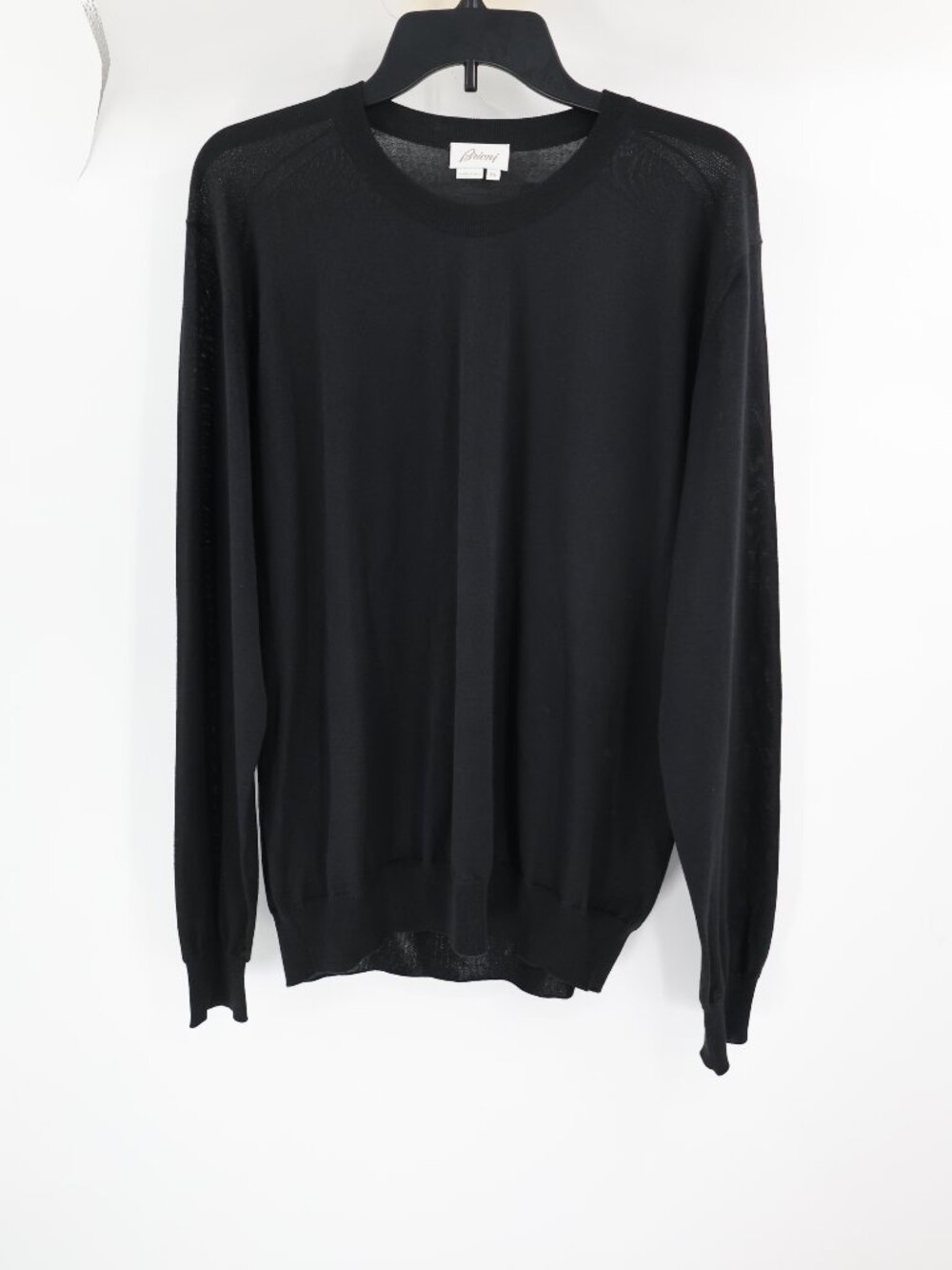 Brioni Sweater Mens 56 EU black Wool Silk cashmere crew neck Knit Pullover Italy